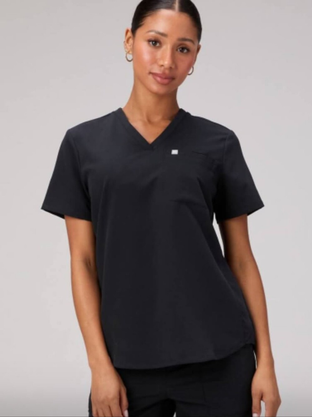 Fabletics Black V-Neck Short Sleeve Scrub Top